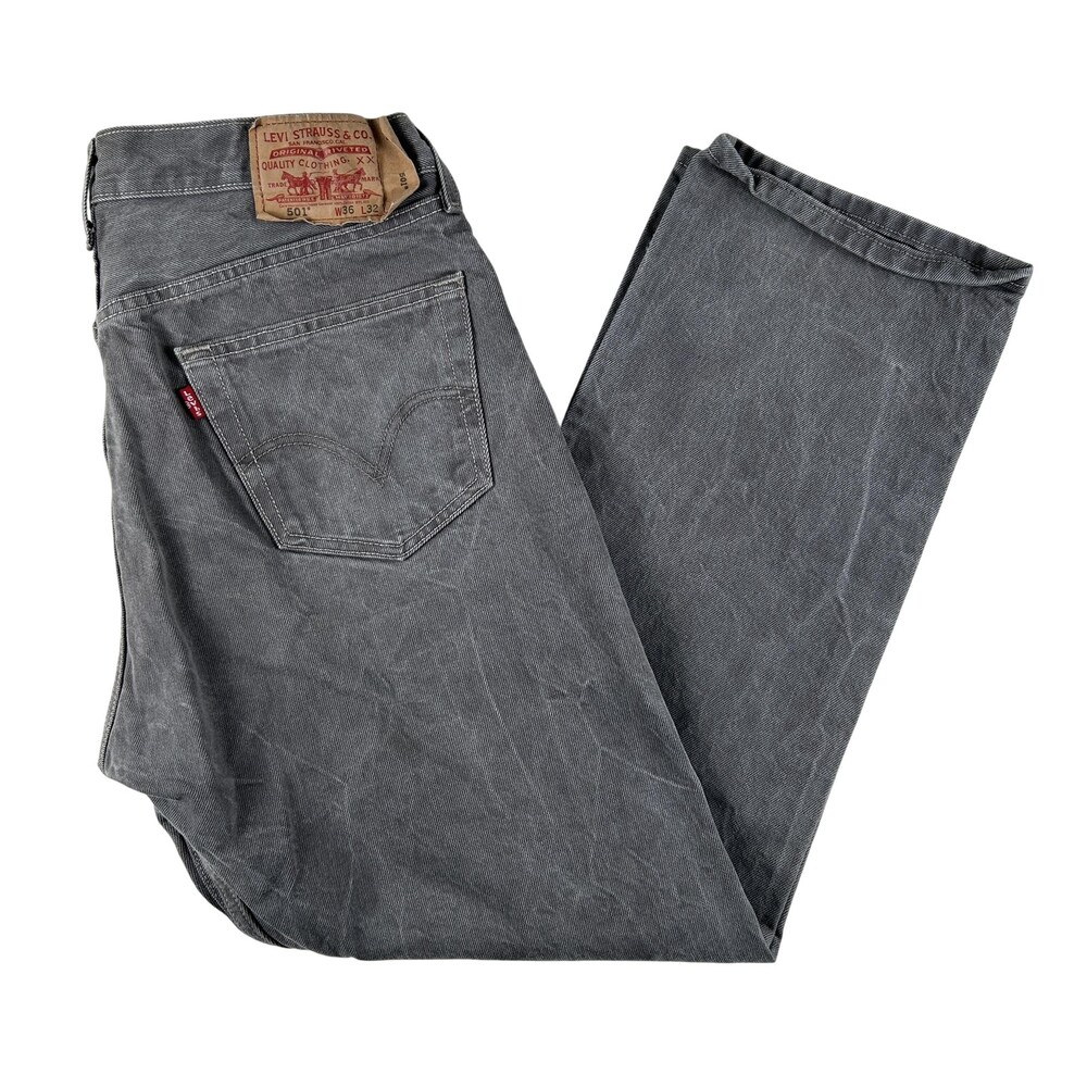 Levis 501 Jeans Mens 34x29 Faded Black Denim Regular Straight Button Fly Y2K